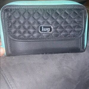 Lug Quilted Black and Aqua Wallet
